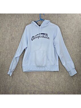 Aeropostale Womens Hoodie Light Blue XL Cotton Blend Embroidered Logo Tomboy Fit